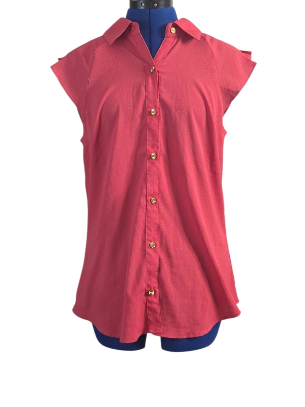 Express Flutter Sleeve Button-Front Pink Women's Top